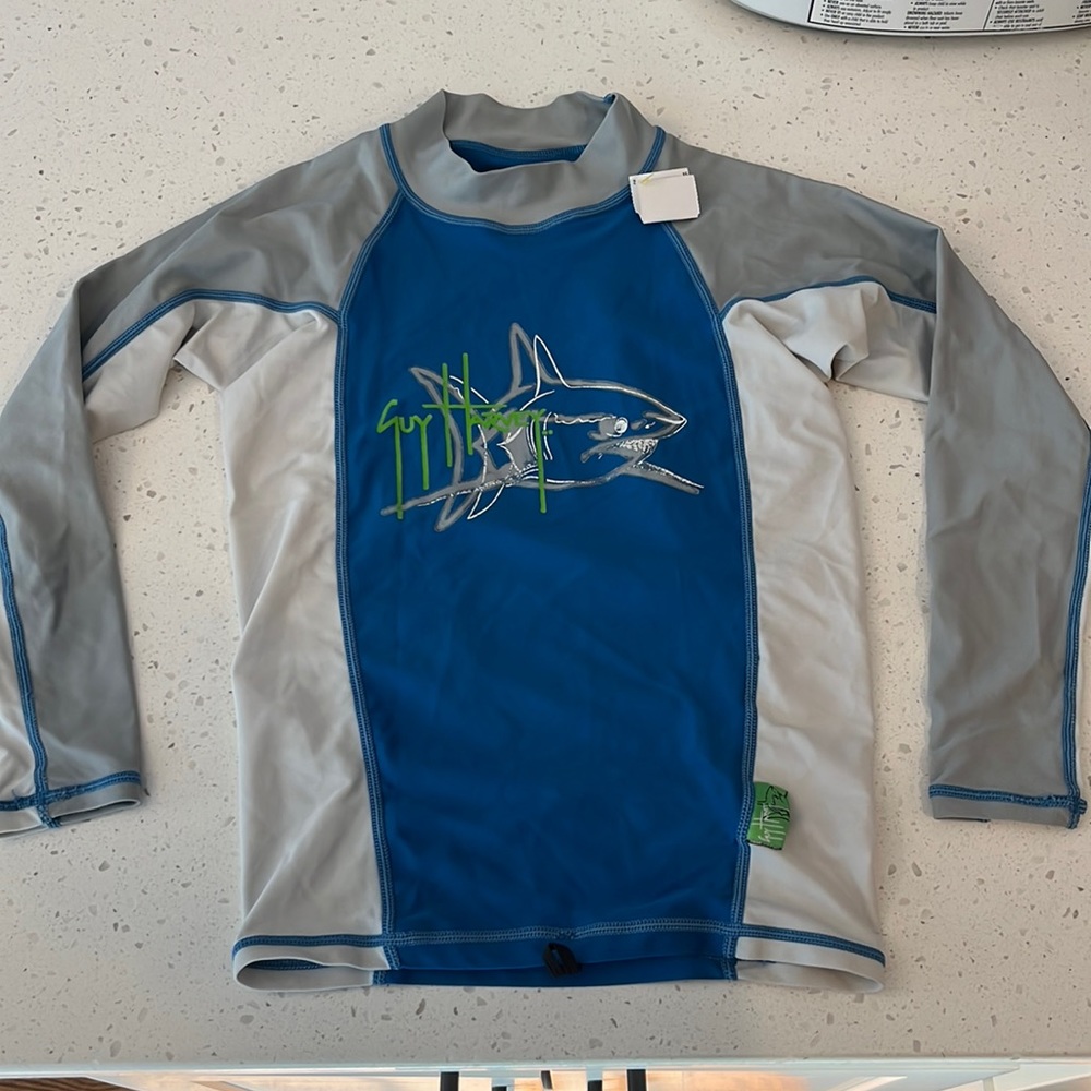 Guy Harvey Long Sleeve Shirt Youth Boy Small Blue Swimwear…#3388